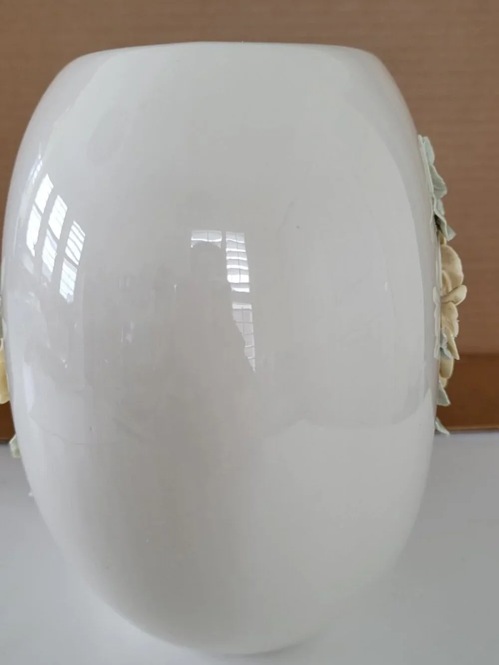 Royal Crest Porcelain Vase #5 Hand-Sculpted 3D Yellow Green Floral MCM